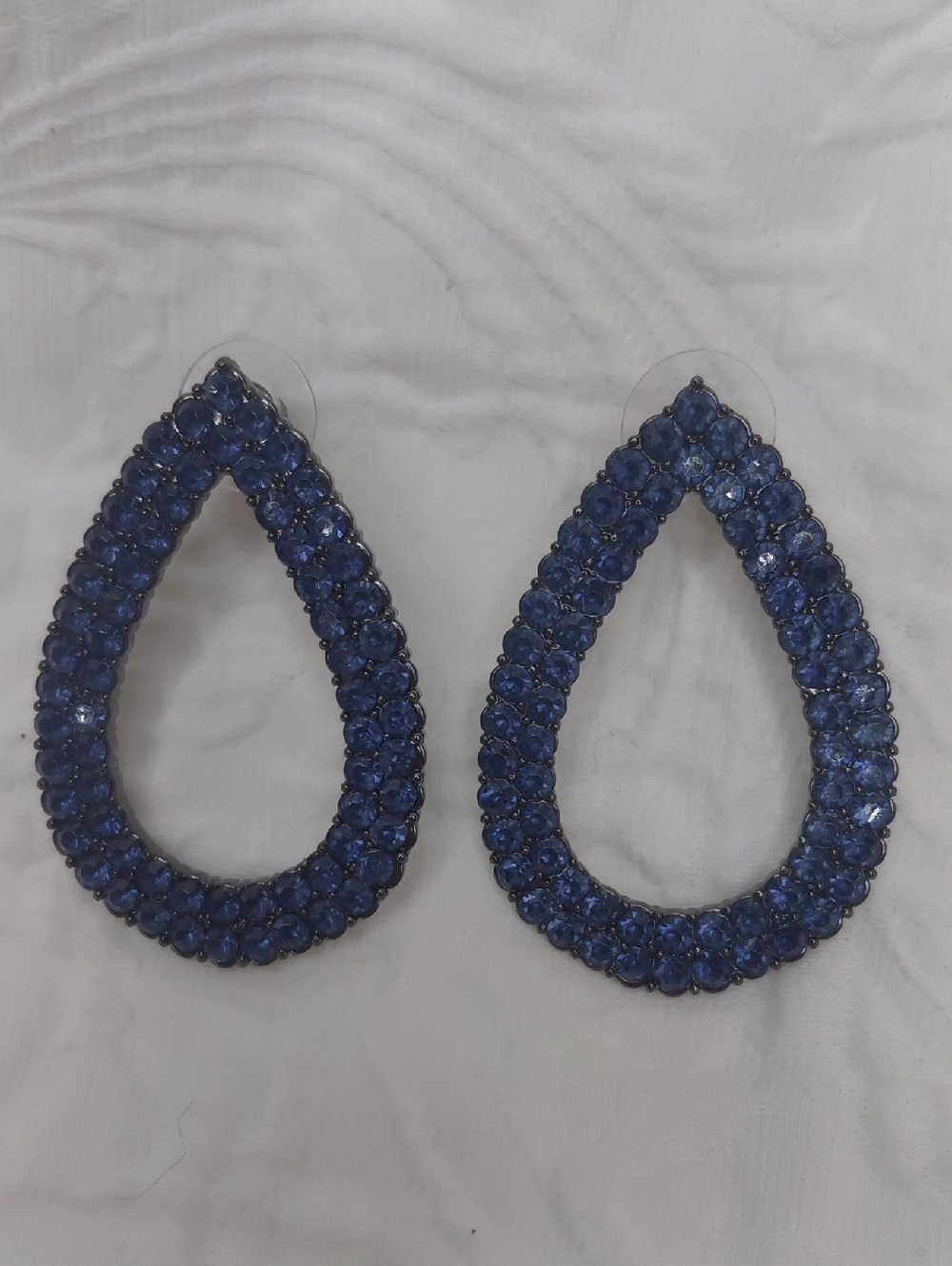 Nine West Blue Teardrop Crystal Statement Earrings